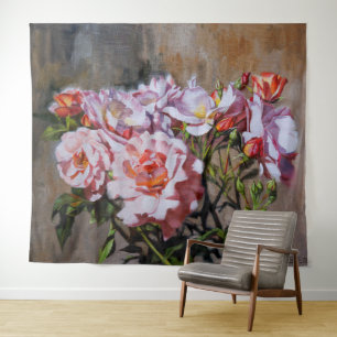 Rose in Pavlovsk - elegante Ölmalerei in Rosa Wandteppich