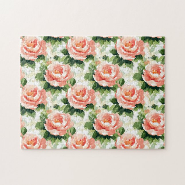 Rose in pfirsichrosa Muster (Horizontal)