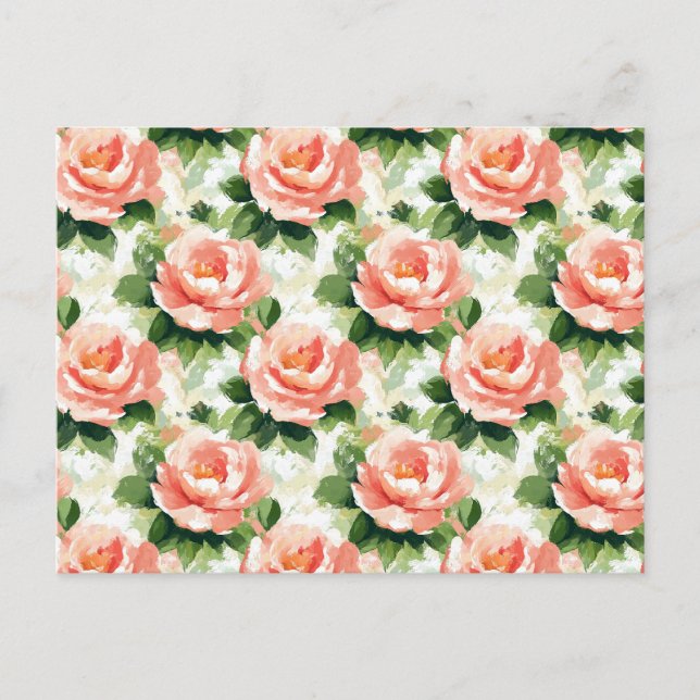 Rose in pfirsichrosa Muster Postkarte (Vorderseite)