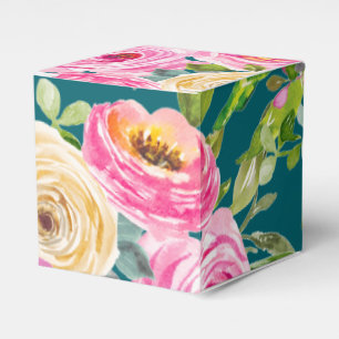 Rose in Rosa auf Aquamarinen Personalisierten Geschenkschachtel