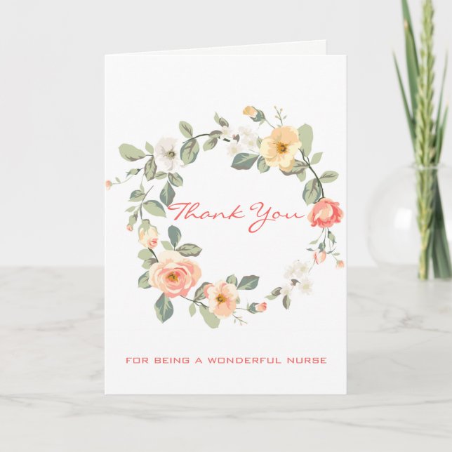 Rose in Rosa und Beige Dankeskarte (Vorderseite)