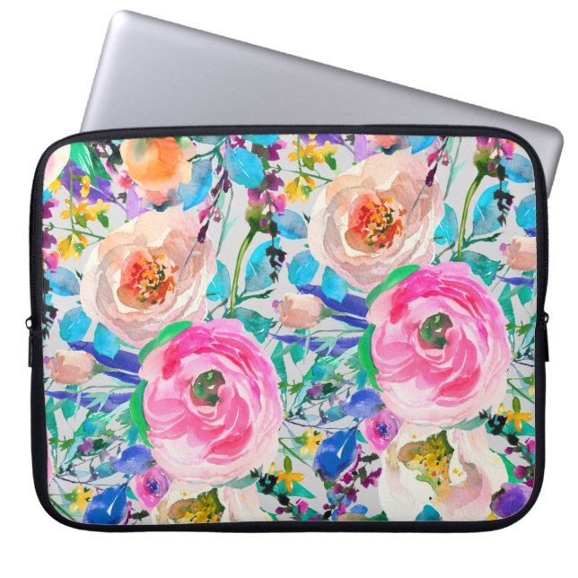 Rose in Rosa und Beige Laptopschutzhülle (Vorderseite)