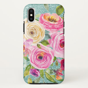 Rose in Rosa und Creme Aqua Glitzer Case-Mate iPhone Hülle