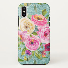 Rose in Rosa und Creme Aqua Glitzer Case-Mate iPhone Hülle