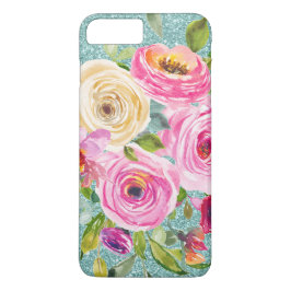 Rose in Rosa und Creme Aqua Glitzer Case-Mate iPhone Hülle