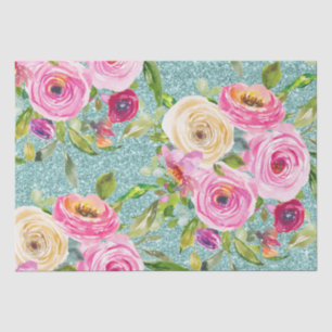 Rose in Rosa und Creme Aqua Glitzer Seidenpapier