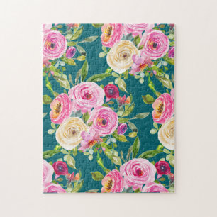Rose in Rosa und Creme auf Aquamarin
