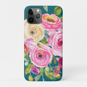 Rose in Rosa und Creme auf Aquamarin Case-Mate iPhone Hülle