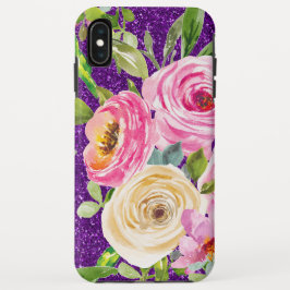 Rose in Rosa und Creme, Lila Glitzer Case-Mate iPhone Hülle