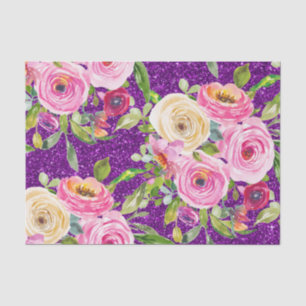 Rose in Rosa und Creme, Lila Glitzer Seidenpapier