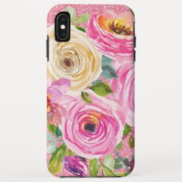 Rose in Rosa und Cremepinot Glitzer Case-Mate iPhone Hülle