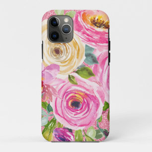 Rose in Rosa und Cremepinot Glitzer Case-Mate iPhone Hülle