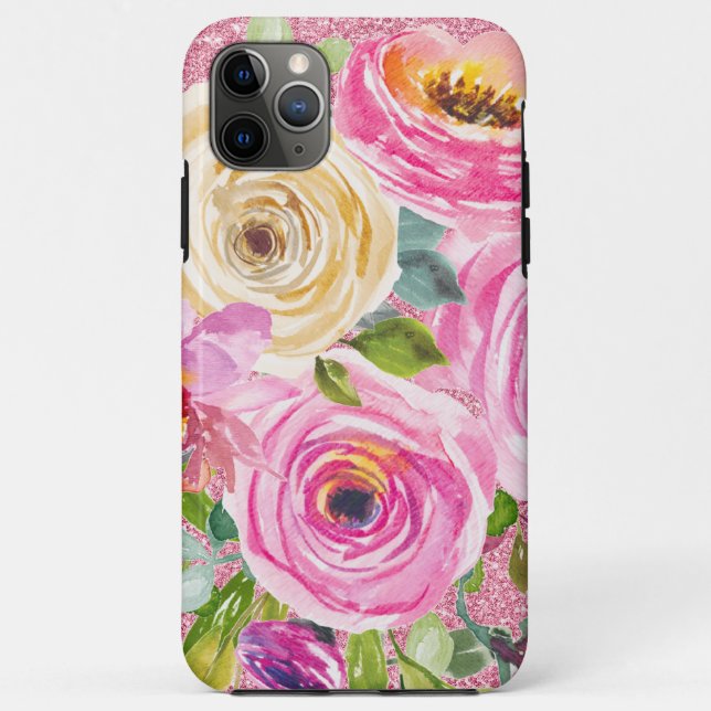 Rose in Rosa und Cremepinot Glitzer Case-Mate iPhone Hülle (Rückseite)