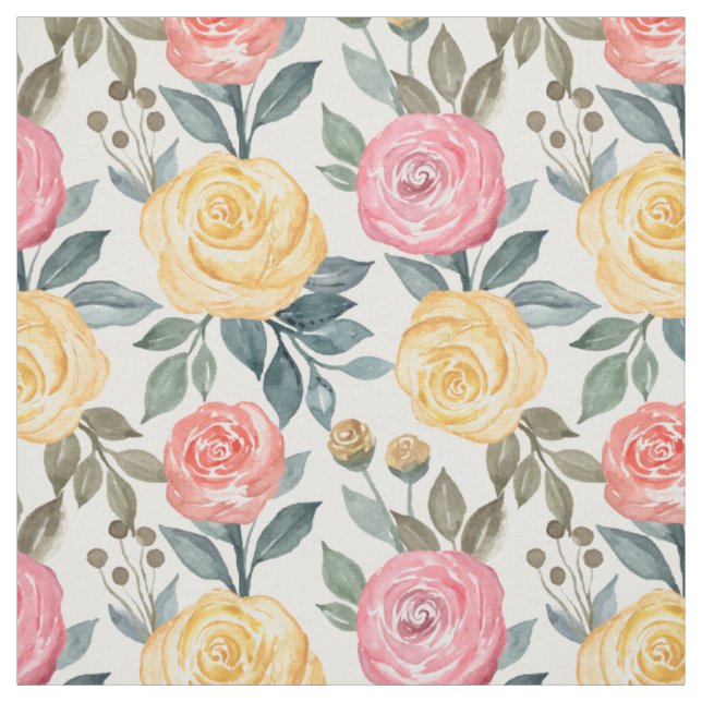 Rose in Rosa und Gelb Stoff (Muster)