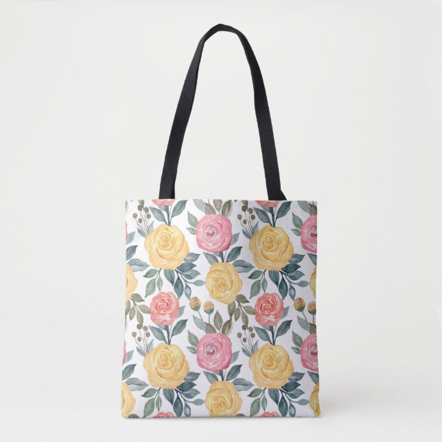 Rose in Rosa und Gelb Tasche (Vorderseite)