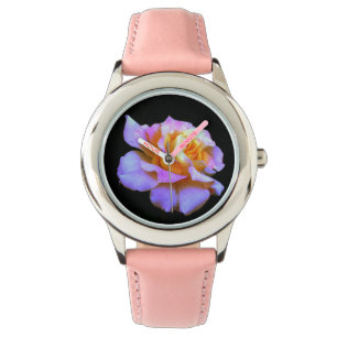 Rose in Rosa und Gold Armbanduhr