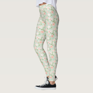 Rose in Rosa und Pfirsich Leggings