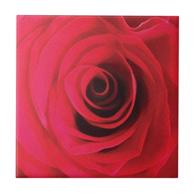 Rose in Rot Fliese (Vorderseite)