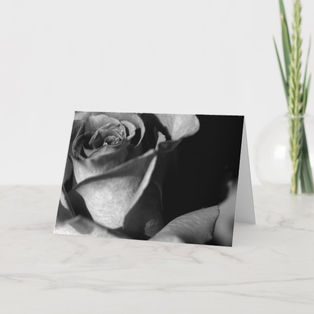 Rose in Schwarz und Weiß Karte (Vorderseite)