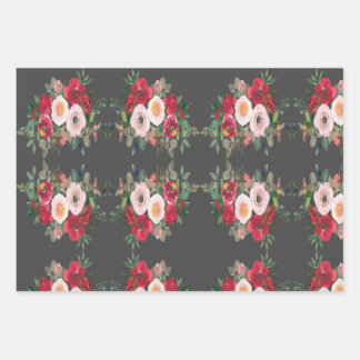 Rose in schwarzem Umschlagpapier Geschenkpapier Set