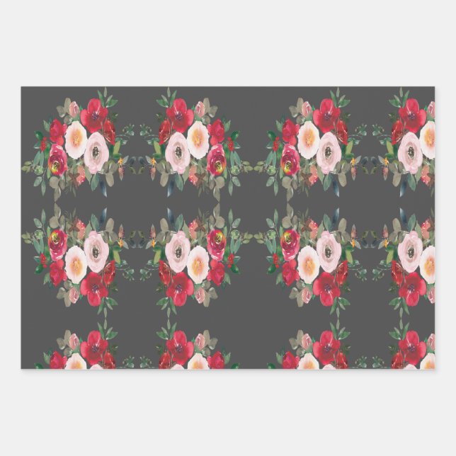 Rose in schwarzem Umschlagpapier Geschenkpapier Set (Vorderseite 3)