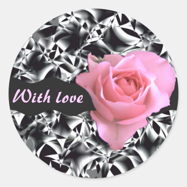 Rose in Schwarzweiß Runder Aufkleber (Vorderseite)