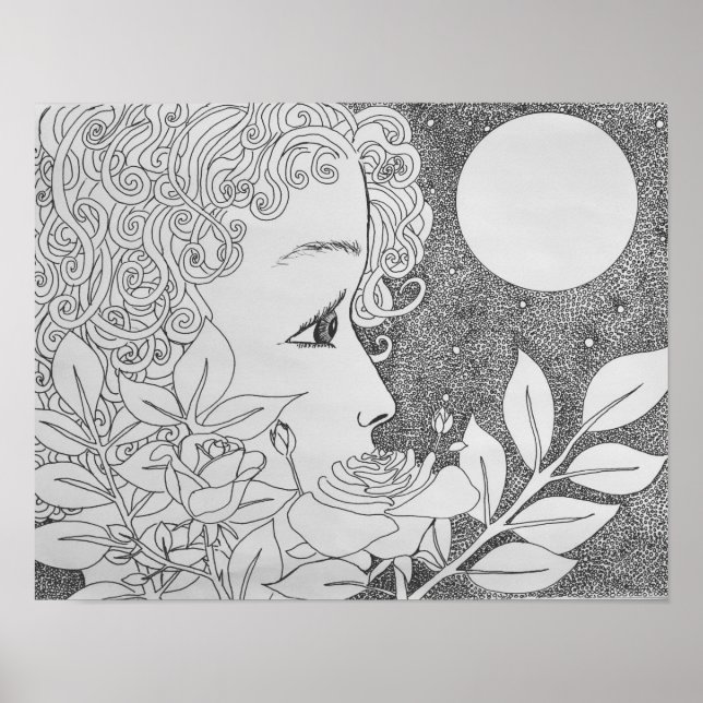 Rose in Tinte Poster (Vorne)