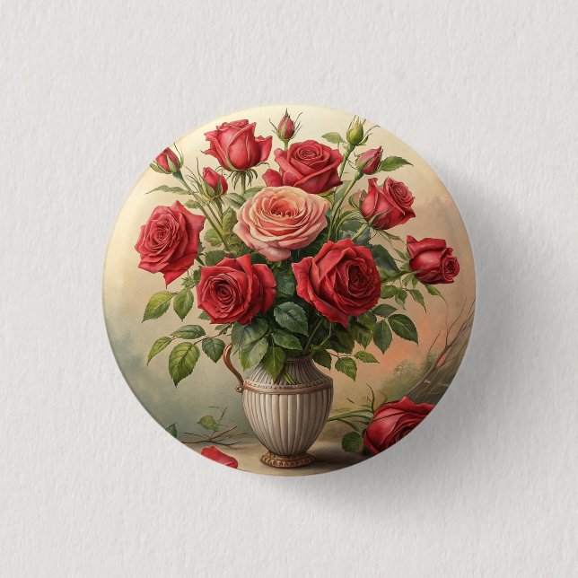 Rose in Vase Button (Vorderseite)
