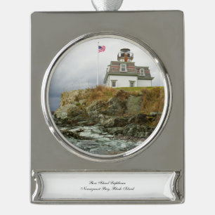 Rose Island Leuchtturm Banner-Ornament Silber