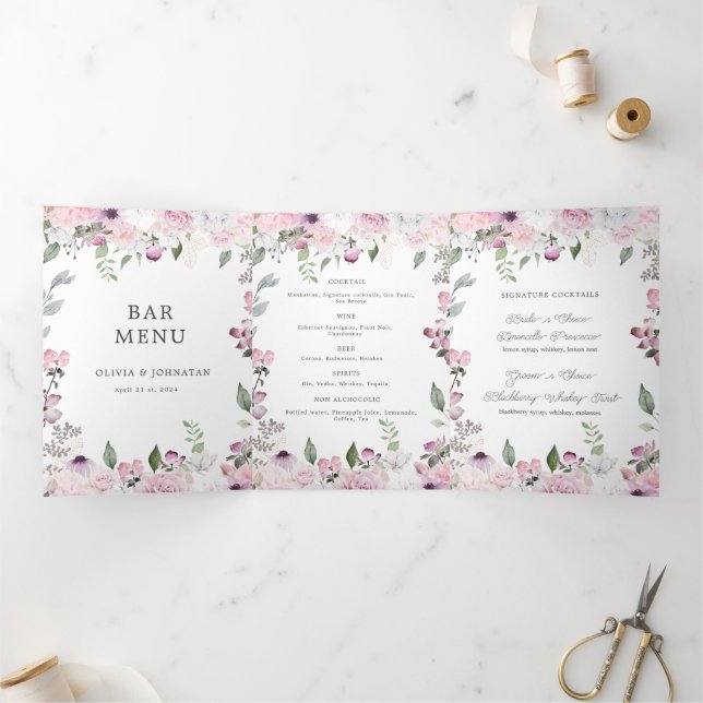 rose jardin élégant tri barre menu carte (Intérieur)