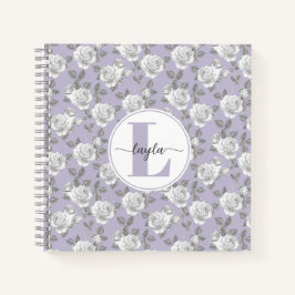Rose Jardin Monogramme Carnet Lavande