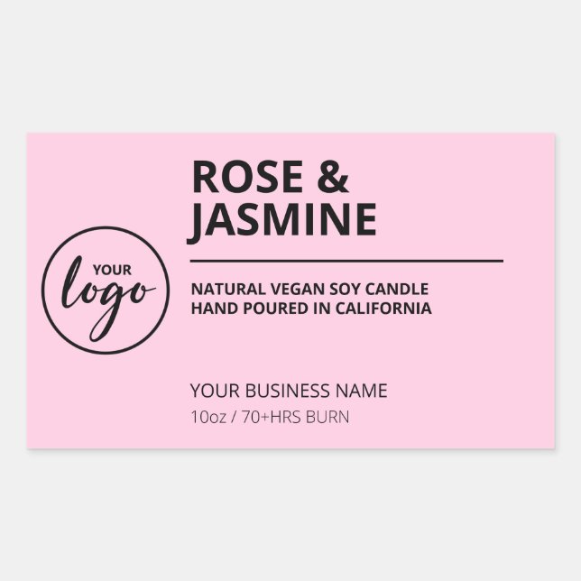 Rose Jasmine parfum rose Soy Chandelle Étiquettes (Devant)