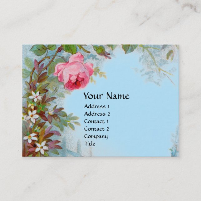 ROSE & JASMINEN Lila GEM MONOGRAM Himmel blau Visitenkarte (Vorderseite)