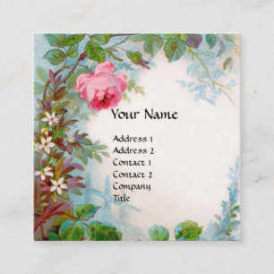 ROSE & JASMINEN MONOGRAMM GEM orange weiß Quadratische Visitenkarte