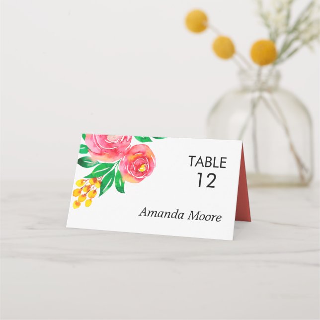 Rose, Jaune, Corail Vivant Floral Cartes de Place (Devant)