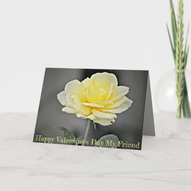 Rose jaune de carte de Valentine d'amitié (Devant)