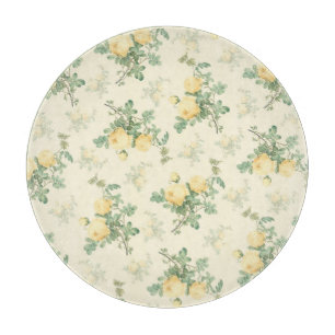 Rose jaune de planche à découper ronde de verre