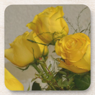 Rose jaune dessous de verre en plastique dur avec