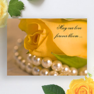 Rose jaune et perles blanches Faire-part de mariag