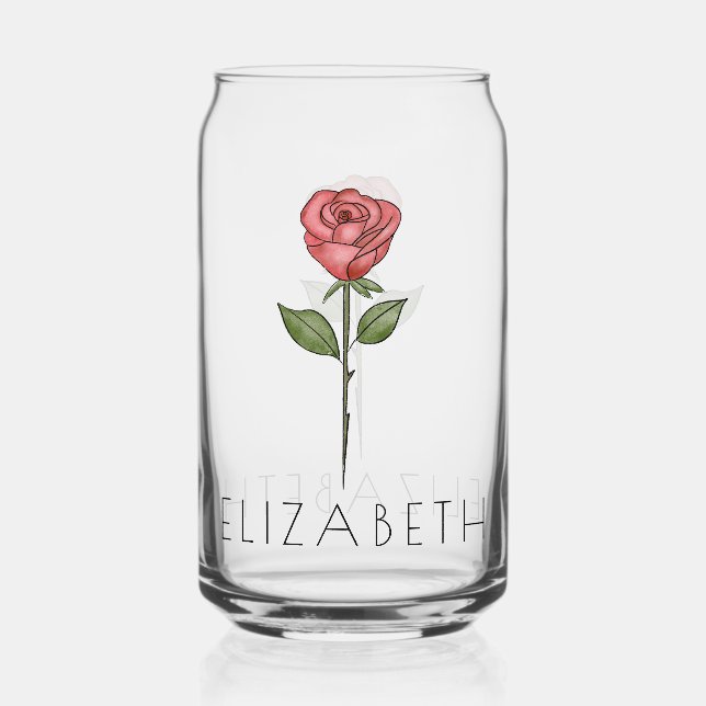 ROSE Juni Geburtshaus Blume Individuelle Name Dosenglas (Vorderseite)