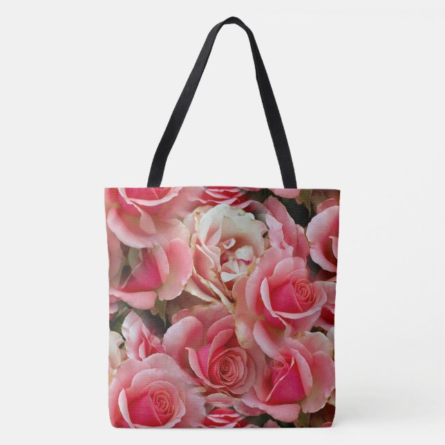 Rose Juxtapose Hübsches Blumenmuster Tasche (Vorderseite)