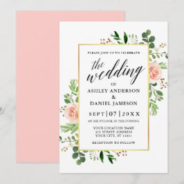 Rose Kalligrafie Hochzeit von Aquarell Einladung