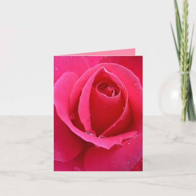 Rose kardiert rosa Blumen-kundenspezifische Karte (Vorderseite)