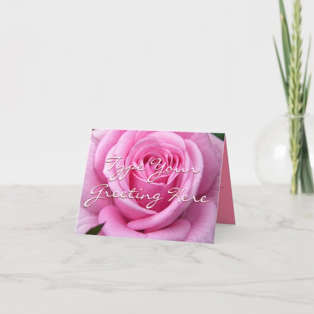 Rose kardiert rosa Blumen-kundenspezifische Karte (Vorderseite)
