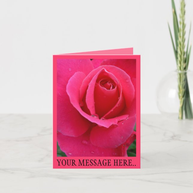 Rose Karten Rosa Blume Benutzerdefinierte Grußkart (Vorderseite)