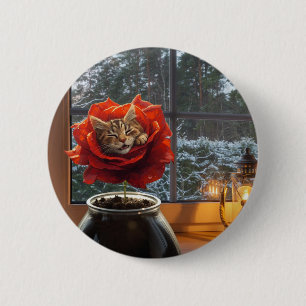 Rose Katzen Traum Button