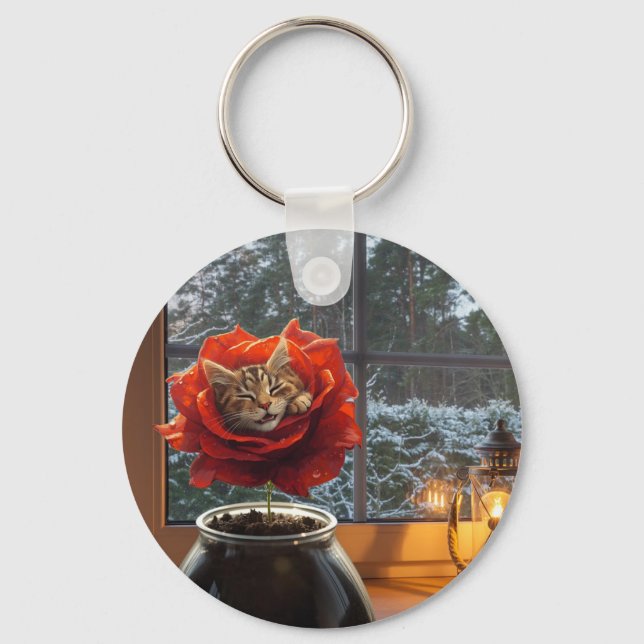 Rose Katzen Traum  Schlüsselanhänger (Vorderseite)