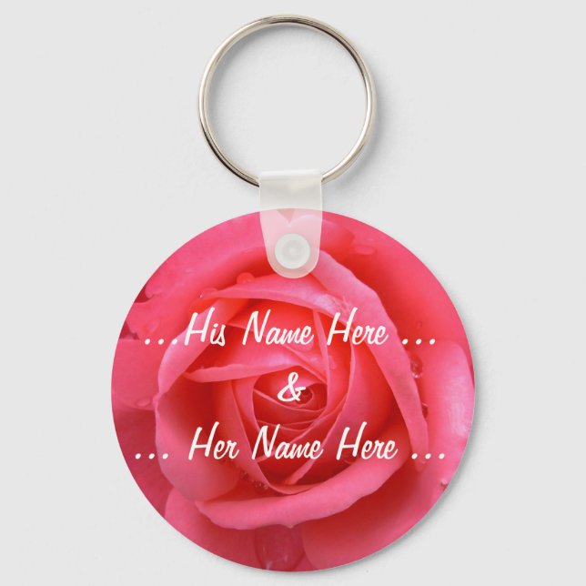 Rose Key Ketten Benutzerdefiniert Rosa Blume Gesch Schlüsselanhänger (Vorderseite)