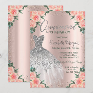 Rose, Kleidung, Blume, Rose Gold Quinceañera Einladung