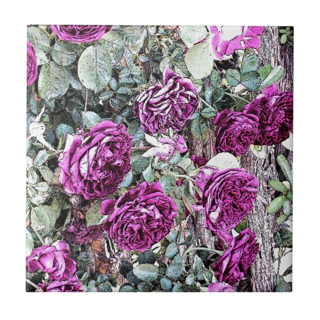 Rose Kontur Fliese (Vorderseite)